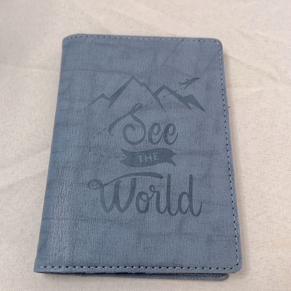 Vintage Blue Passport Holder w/ Credit Card Slots and RFID Blocking Security